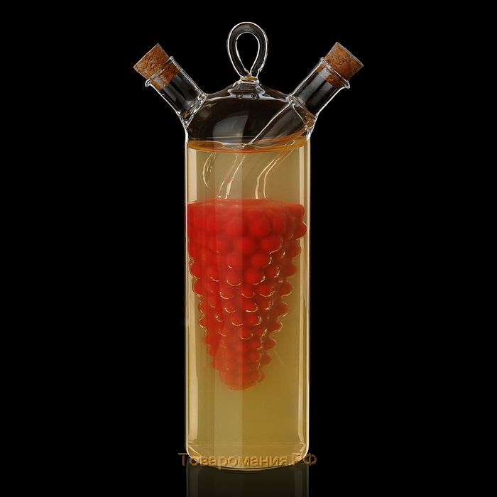 Бутыль стеклянная для соусов и масла 2 в 1 «Фьюжн. Виноград», 300/50 мл, 11×6,5×23 см
