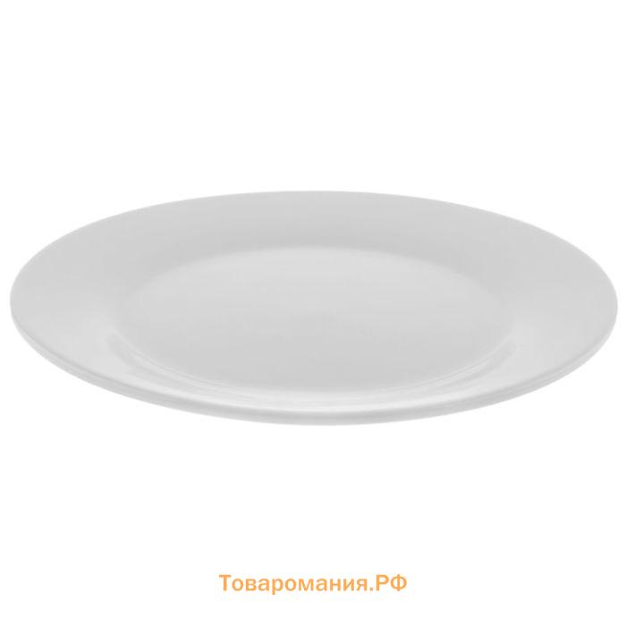 Тарелка  White Label, d=25 см, с утолщённым краем, фарфор, белая