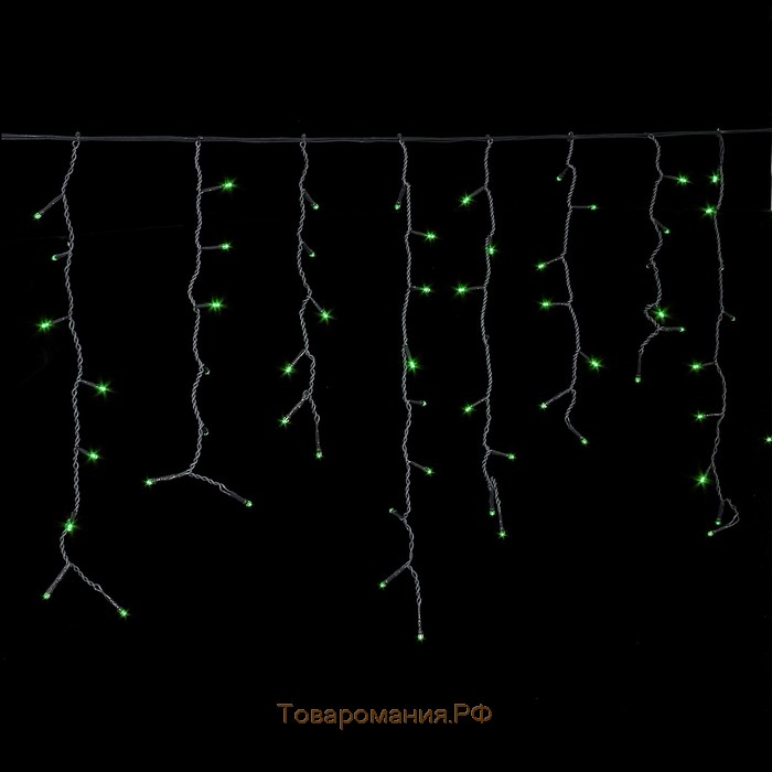 Гирлянда «Бахрома» 4 × 0.6 м, IP44, тёмная нить, 180 LED, свечение зелёное, 8 режимов, 220 В