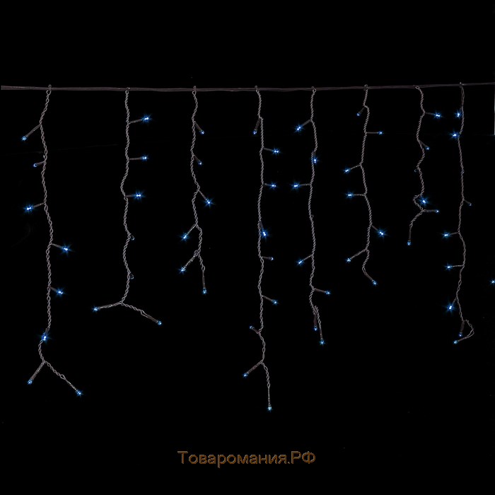 Гирлянда «Бахрома» 3 × 0.6 м, IP44, УМС, тёмная нить, 160 LED, свечение синее, 220 В