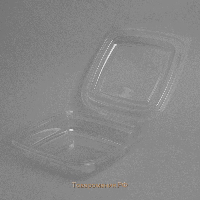 Контейнер одноразовый с неразъёмной крышкой КР-СК-250, 250 мл, прозрачный, 13,7×13,7×3,5 см, 360 шт/уп