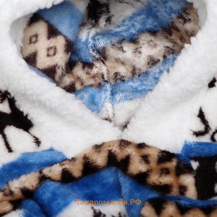 Комбинезон "Олени" с капюшоном, размер XL (ДС 40 см, ОГ 50 см, ОШ 40 см), голубой