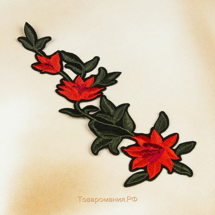 Термоаппликация «Цветы», 20 × 7 см, цвет красный