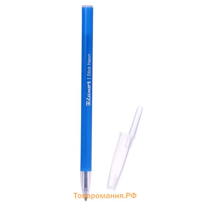 Ручка шариковая Luxor 1230/48BX Stick Neon, узел 1.0 мм, чернила синие, микс, цена за шт.