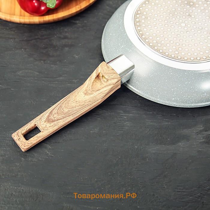 Сковорода кованая Magistro Natural, d=20 см, ручка soft-touch, антипригарное покрытие, индукция, цвет серый