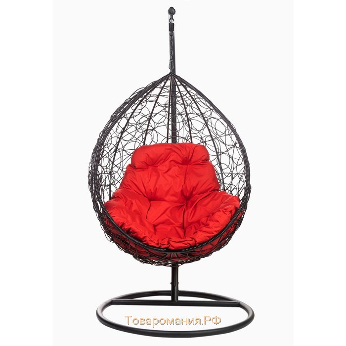 Подвесное кресло "Tropica Black" красная подушка, стойка, 195*95*75 см