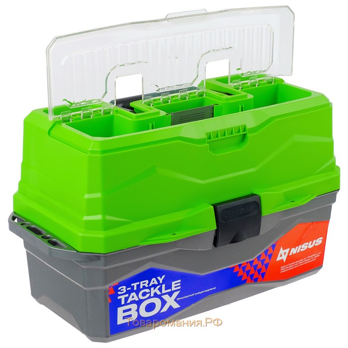 Ящик рыболовный Tackle Box трёхполочный NISUS, зеленый