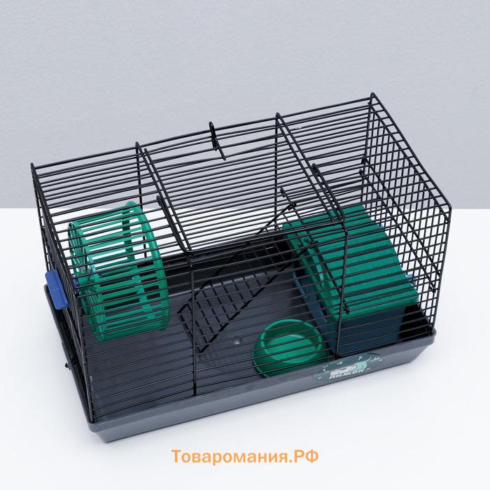 Клетка-мини для грызунов "Пижон" №2, укомплектованная, 27 х 15 х 16 см, серая