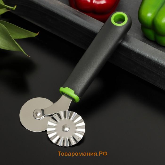 Нож для пиццы и теста двухсторонний Lime, 17×7,5 см, цвет чёрный