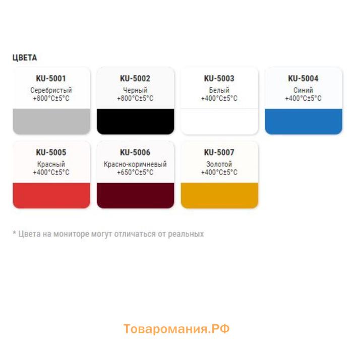 Эмаль термостойкая KUDO, KU-5001, +800С, Серебристый, 520мл