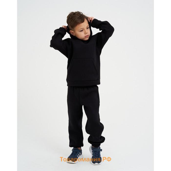 Костюм детский с начёсом (толстовка, брюки) KAFTAN "Basic line" р.34 (122-128), чёрный
