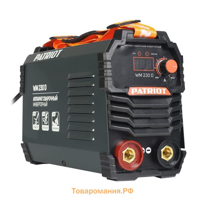 Аппарат сварочный инверторный Patriot WM230D, 220 В, 10.7 кВт, 20-230 А, электроды 1.6-5 мм