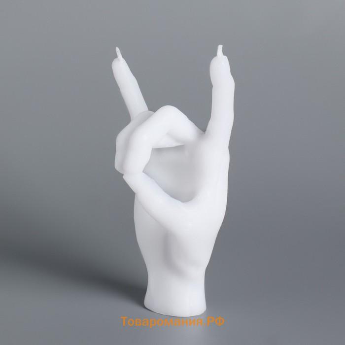Свеча фигурная "Рука-коза ", 10х4 см,белая