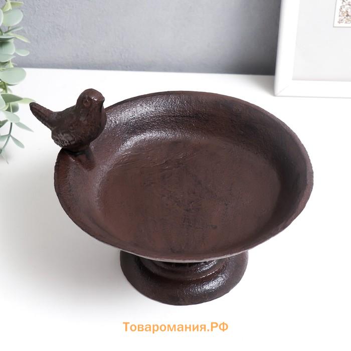 Фигурка-подставка для мелочей «Птица сидит на тарелке», чугун, 13×17×20 см