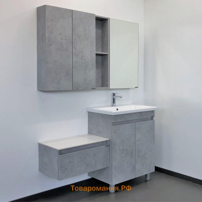Зеркало шкаф Comforty Осло 70 для ванной комнаты, цвет бетон светлый