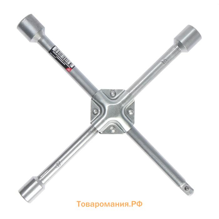 Ключ баллонный крестообразный ТУНДРА, 17 х 19 х 21 мм, квадрат 1/2"