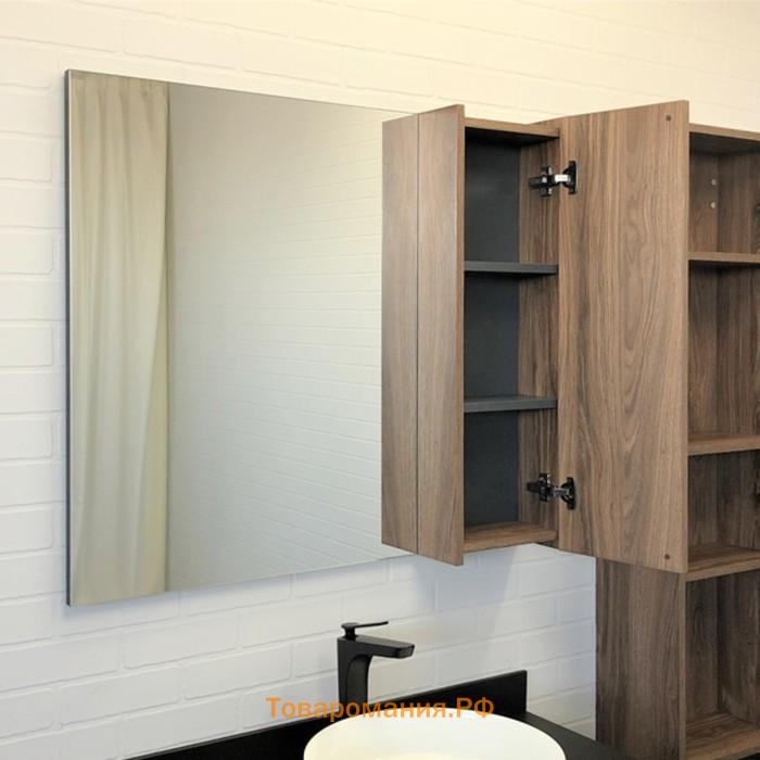 Зеркало шкаф Comforty Порто 90 для ванной комнаты, цвет дуб тёмный-коричневый