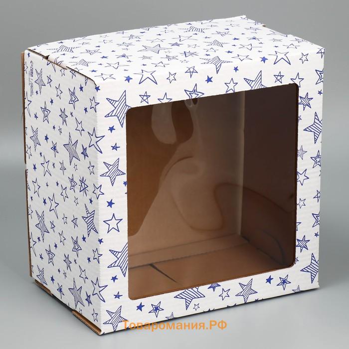 Коробка для торта с окном, кондитерская упаковка «Звёзды» 30 х 30 х 19 см