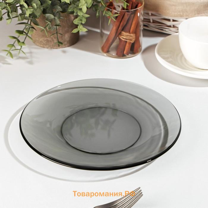 Тарелка стеклянная плоская Basilico. Lava Grey, d=20 см, цвет серый