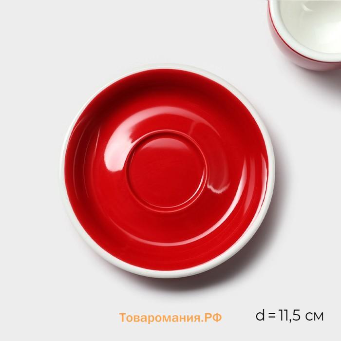 Кофейная пара Magistro Coffee time, чашка 80 мл, блюдце d=11,5 см, фарфор, красная