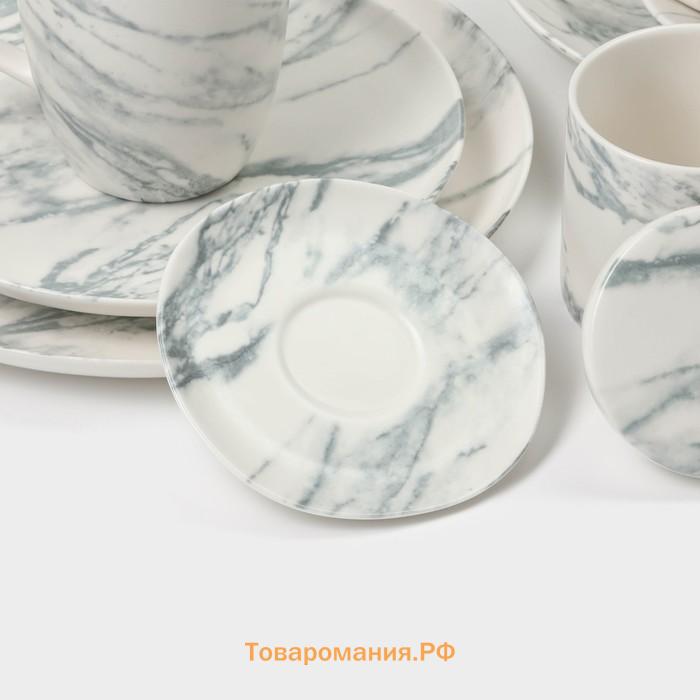 Салатники Magistro Real Marble, 380 мл, 11,6×6,5 см, набор 2 шт, фарфор, белые