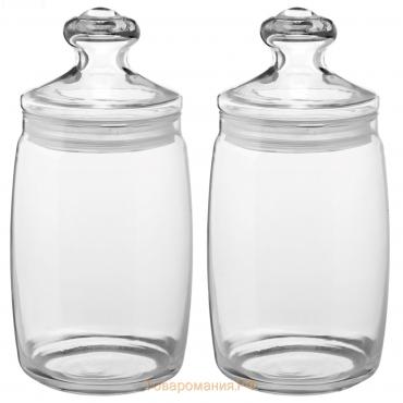 Набор стеклянных банок для сыпучих продуктов Cesni, 1,1 л, 2 шт
