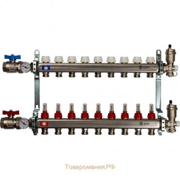 Коллекторная группа STOUT SMS 0907 000009, 1"х3/4", 9 выходов, с расходомерами, нерж. сталь