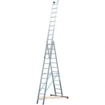 Лестница KRAUSE STABILO, трехсекционная, с траверсой, с доп. функцией, 12 ступеней