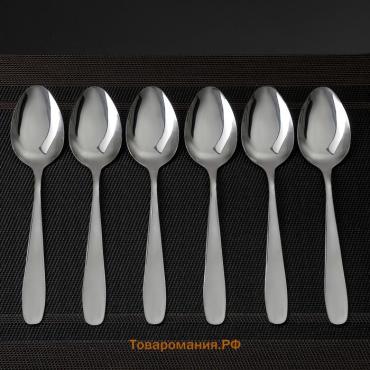 Набор ложек столовых  «Симпли», длина 20.5 см, 6 шт., нержавеющая сталь, серебристый