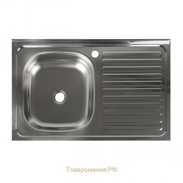 Мойка кухонная "Владикс", накладная, без сифона, 80х50 см, левая, нержавеющая сталь 0.4 мм