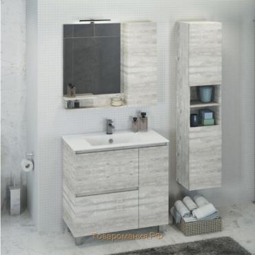 Зеркало шкаф Comforty Верона 90 для ванной комнаты, цвет дуб белый