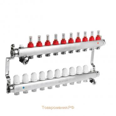 Коллекторная группа ONDO, 1"х3/4", 10 выходов, с расходомерами, нержавеющая сталь