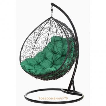 Двойное подвесное кресло, 195 × 135 × 75 см, black (зелёная подушка), «Gemini promo»