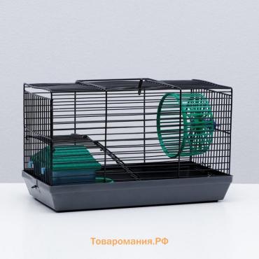 Клетка-мини для грызунов "Пижон" №2, укомплектованная, 27 х 15 х 16 см, серая
