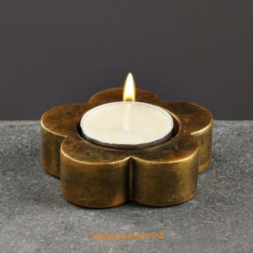 Подсвечник "Цветок", состаренное золото, 6х6х3 см, для свечи d=3,5 см
