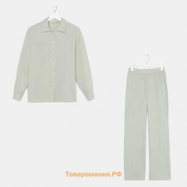 Пижама женская (рубашка и брюки) KAFTAN "Basic" размер 44-46, цвет зелёный