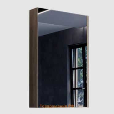 Зеркало шкаф Comforty Порто 50 для ванной комнаты, цвет дуб темно-коричневый