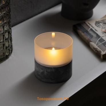 Светодиодная свеча матовая, 10 × 10 × 10 см, пластик, стекло, батарейки ААх2 (не в комплекте), свечение тёплое белое