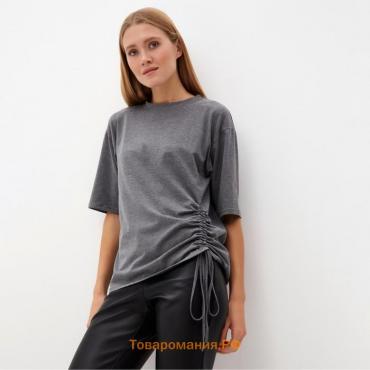 Футболка женская с кулиской MINAKU REGULAR FIT: цвет серый, р-р 44